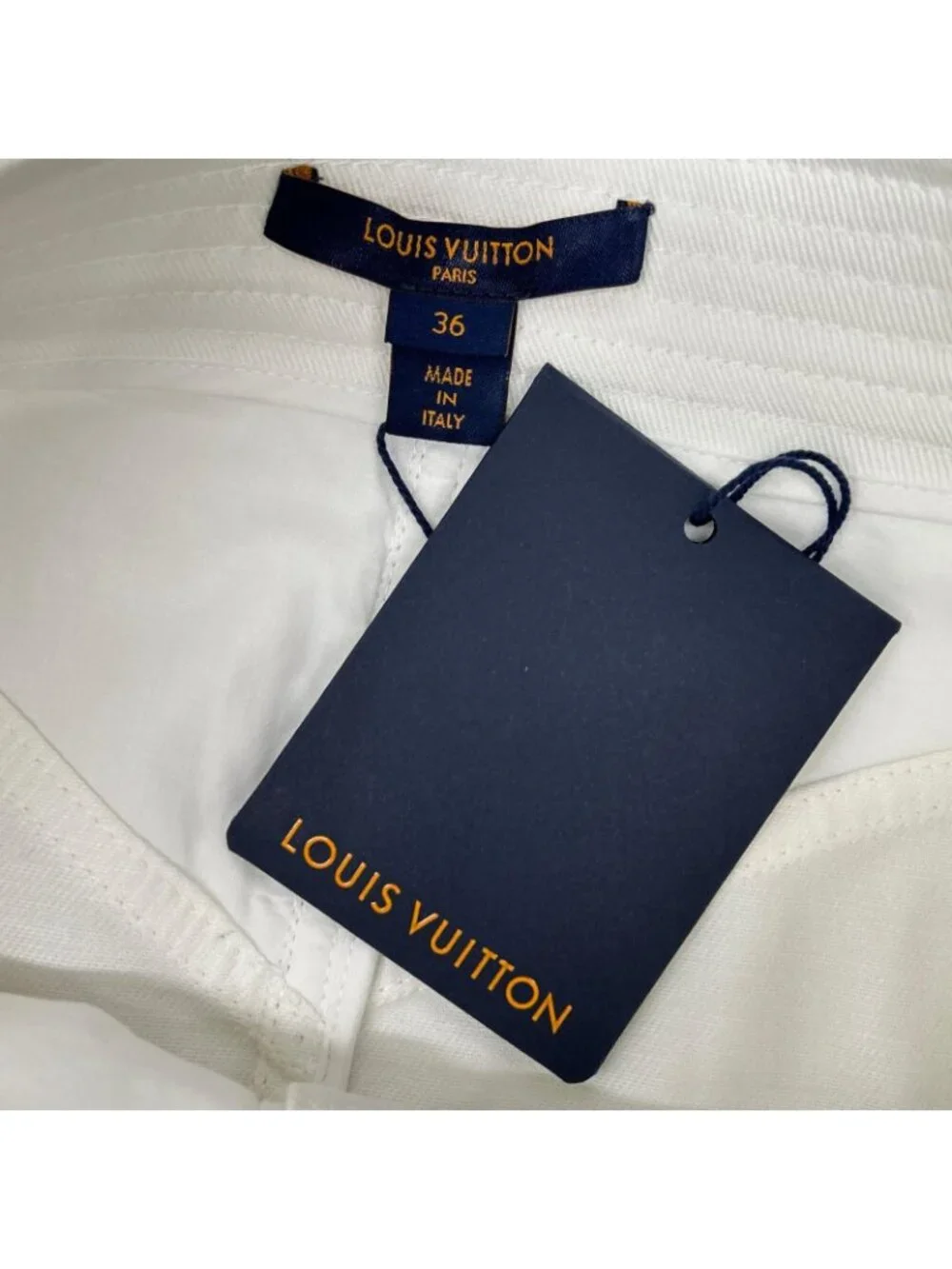 Louis Vuitton White Gold Button Denim Skirt 36